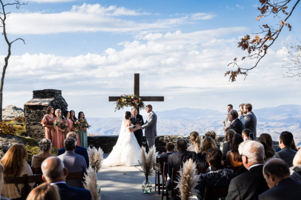 mountain top woodsy wedding ceremony
