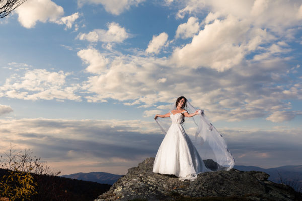 mountain side bridal wedding photography